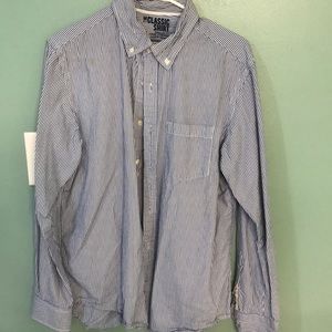 Men’s blue and white button down shirt